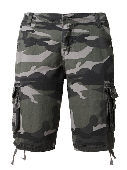 Men's Pure Cotton Washed Camouflage Outer Multi Pocket Workwear Shorts