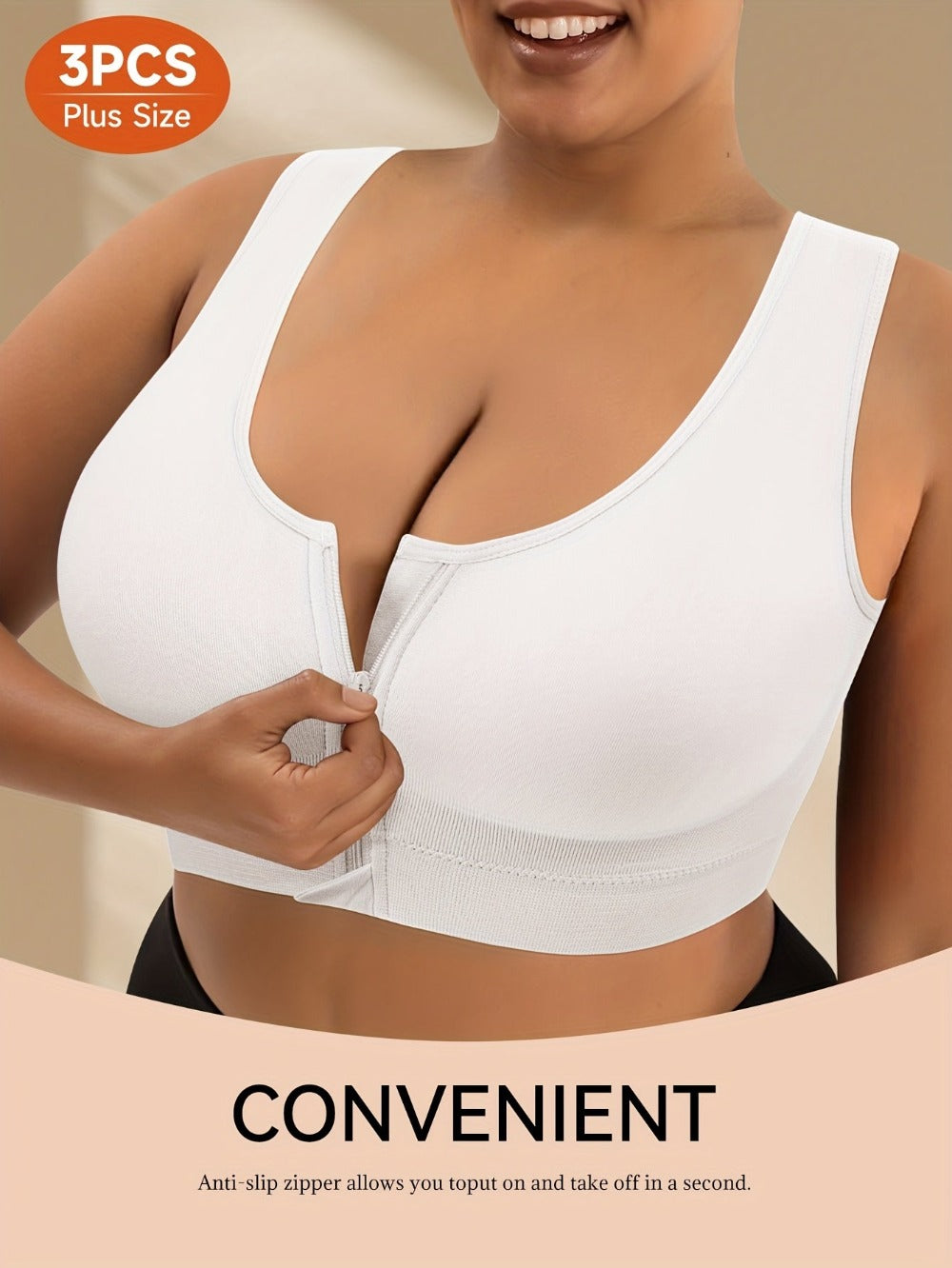 Women’s Plus Size Front Closure Bra - Lace Detail Comfort