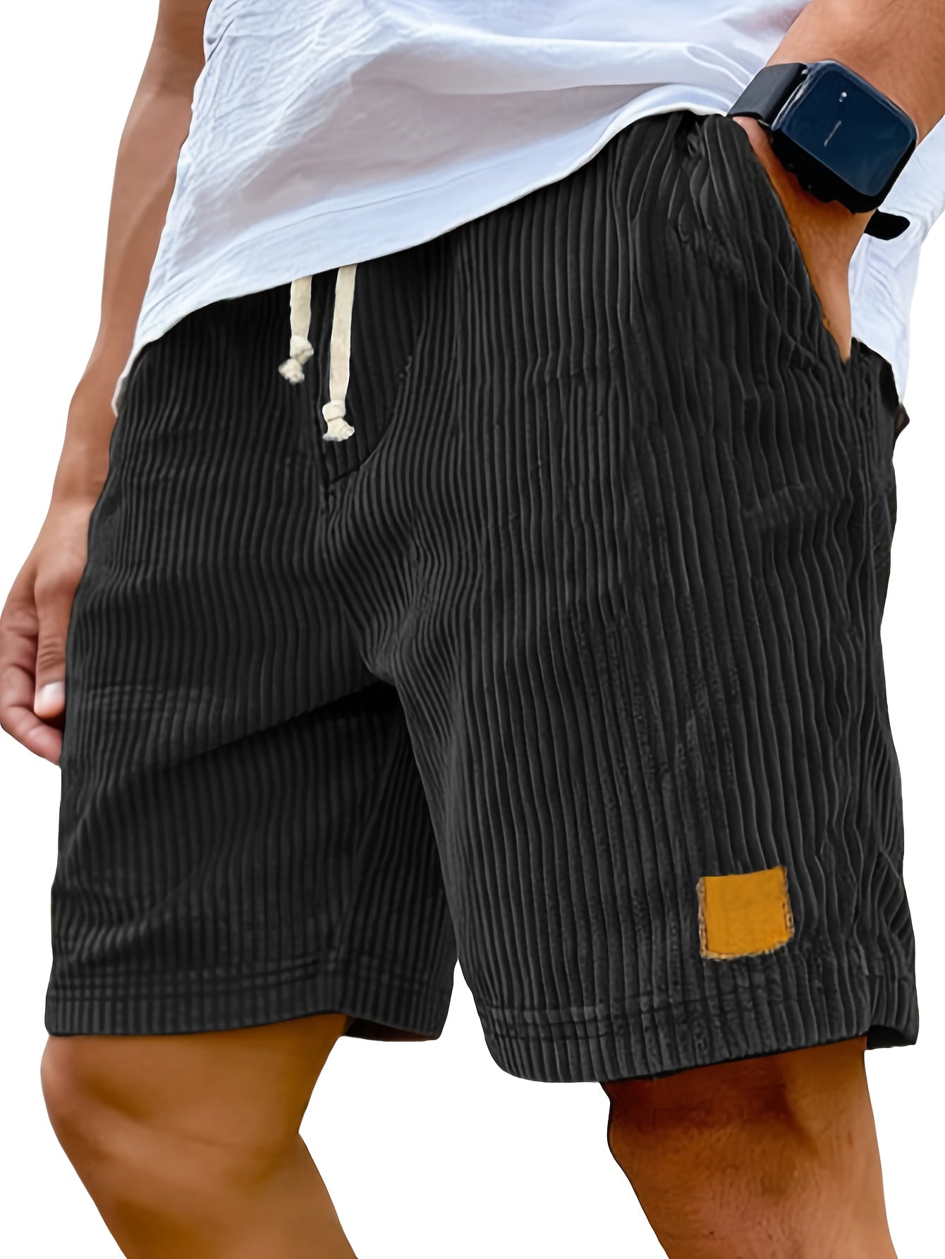 Men'S Retro Fashionable Lace-Up Casual Shorts, with Carefully Designed Pockets Perfect for Daily Comfort And Fashion Wear