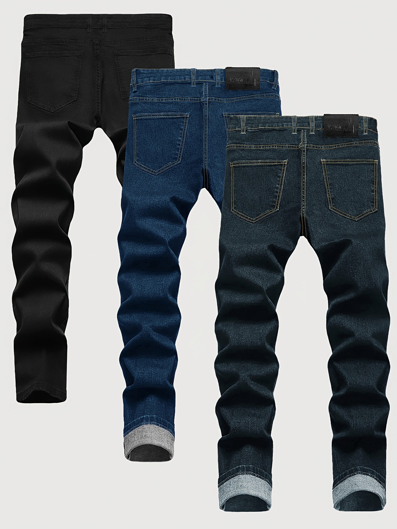 3-Pack Men's Slim Fit Jeans | Business Casual Trousers | Year-Round Versatile Pants | Gift