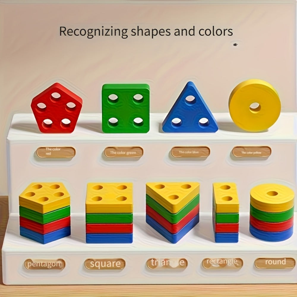Geometric Building Blocks Toy - Colorful geometric pieces for stacking and shape play