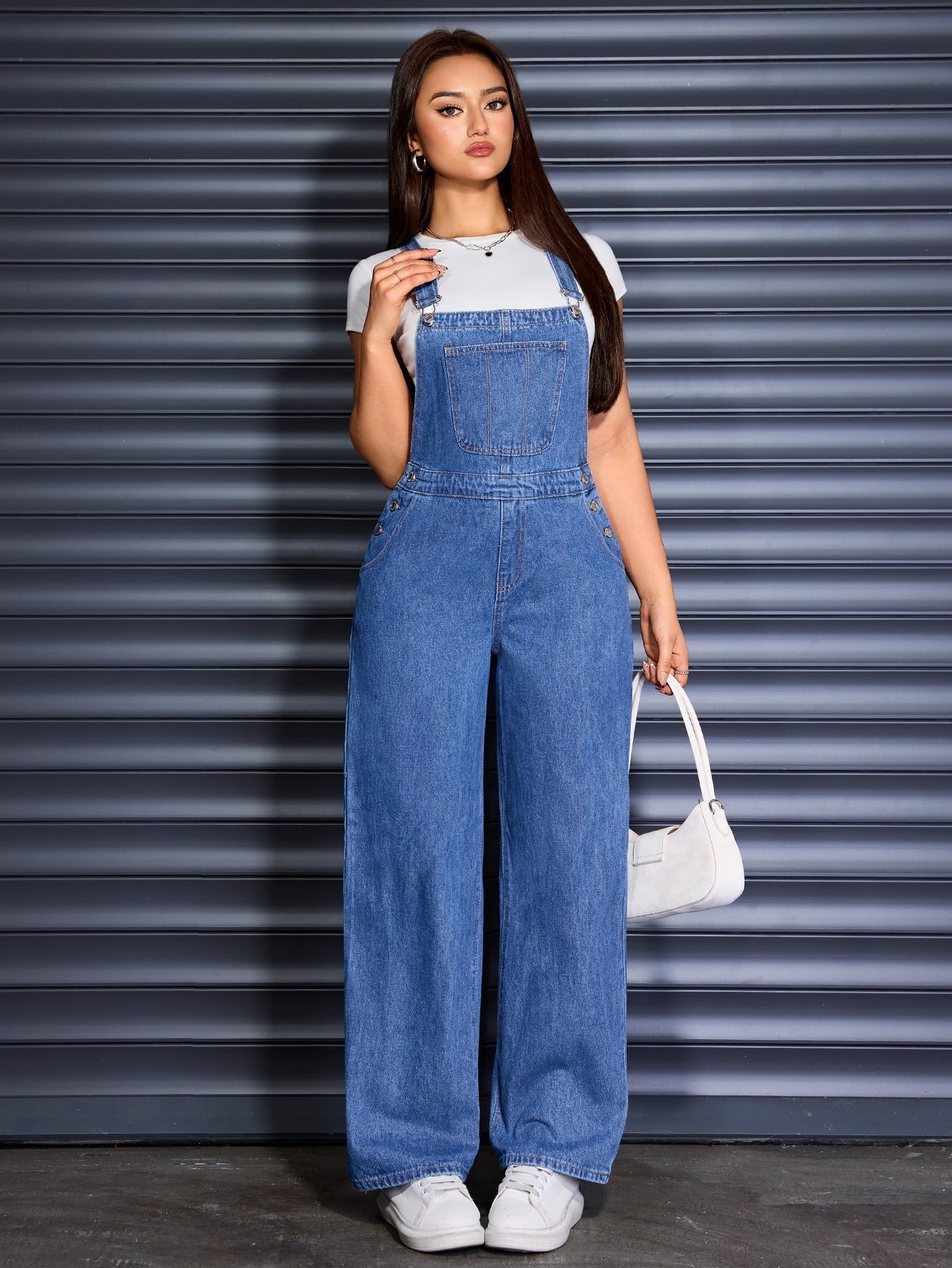 [Denim Wide Leg Jumpsuits] Womens Overalls Denim Straight Wide Leg Jeans Overall Loose Fit Bib Baggy Jean Jumpsuits Adjustable Straps