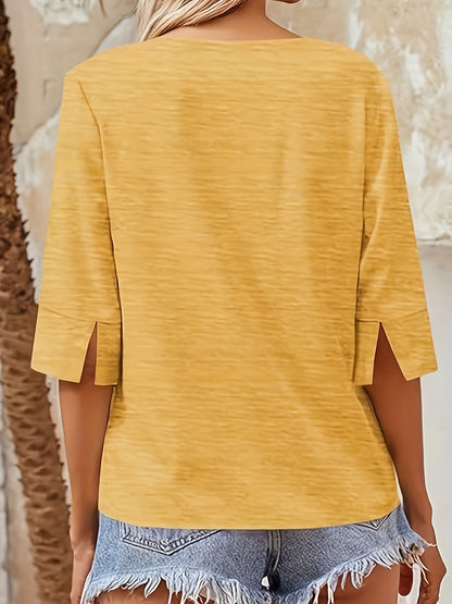 Women's V-neck Half Sleeve Loose Basic T-shirt