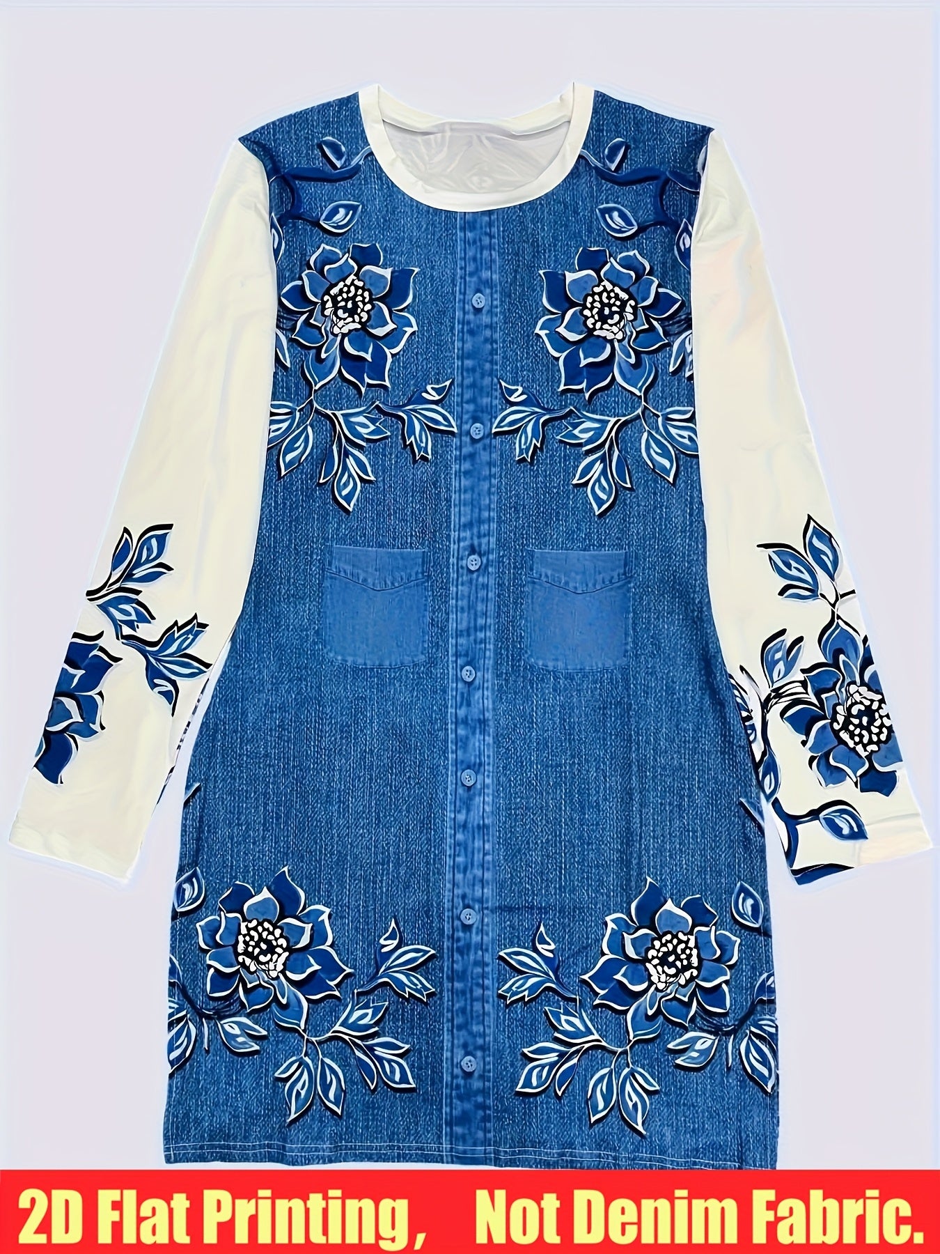 2D Flat Printing, Not Denim Fabric Women'S Slit Dress, Dress, Youthful Dress, Low-Cost Dress, Elegant Unique Dress, Elegant Event Dress, Casual Elegant Dress