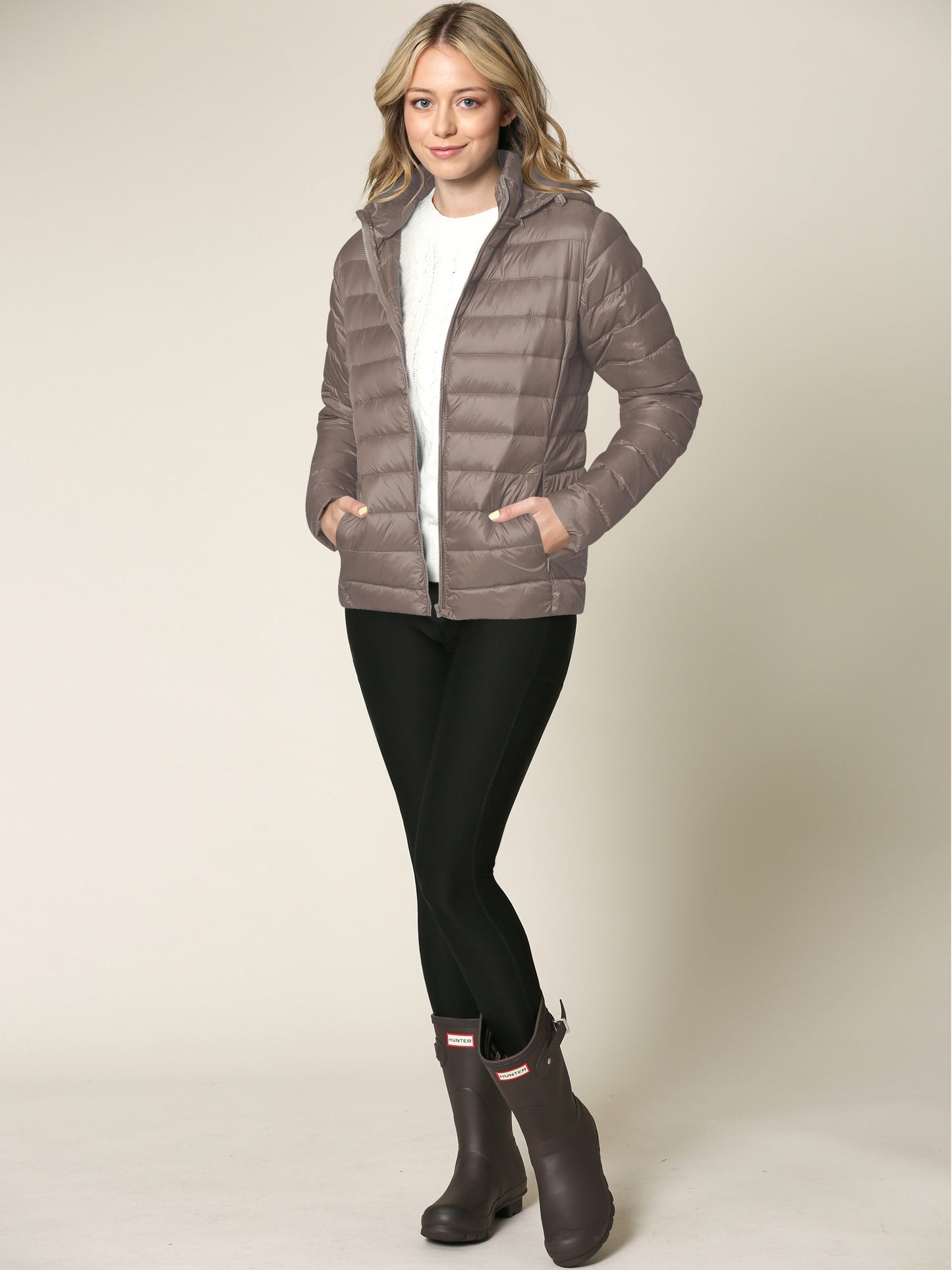 Women's Ultra Light Weight Packable Down Jacket with Removable Hood