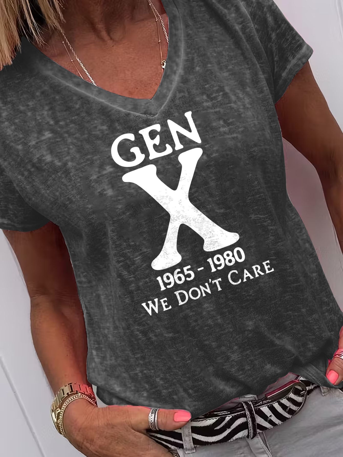Casual Gen X Graphic Print TShirt, Gentle Drape Elegant Summer Tee, Loose Fit All Body Types, SkinFriendly Breathable Soft Comfortable Fabric, Easter's Day, Home Wedding Commute Outing Ready