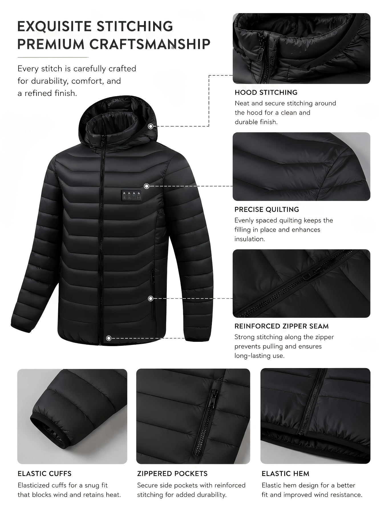 Unisex Heated Pullover Jacket with Pockets, USB Powered (Power Bank Excluded), Perfect for Fall And Winter Outdoor Wear, Halloween Christmas New Year Outfit And Birthday Gift