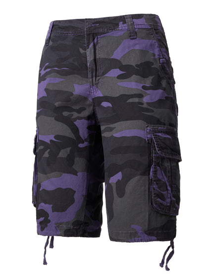 Men's Pure Cotton Washed Camouflage Outer Multi Pocket Workwear Shorts