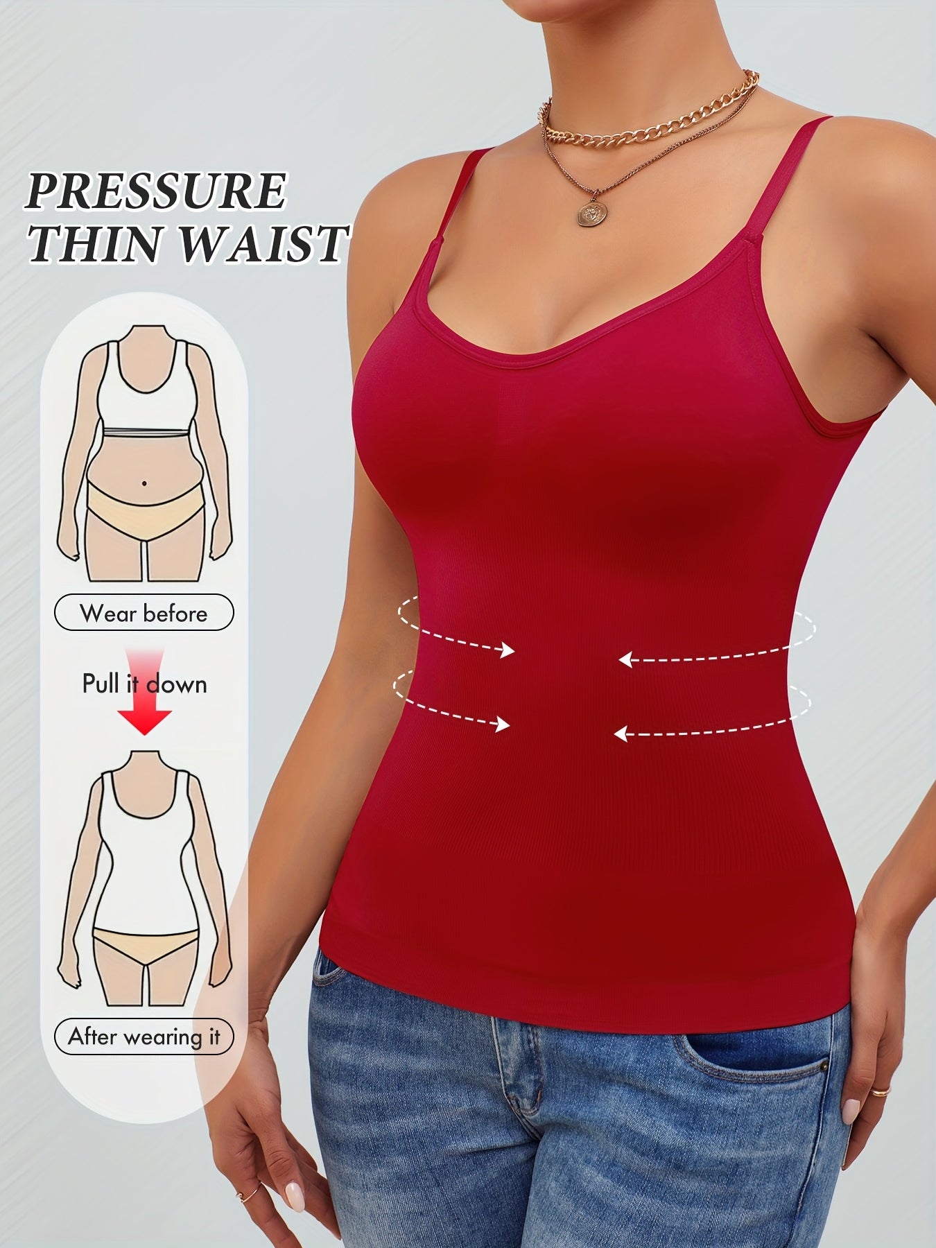 2pcs Women'S Waist Cinching Tank Top, Tight Fitting Waist Cinching Body Shaping Sleeveless Top With Adjustable Shoulder Straps, Body Shaping Tank Top