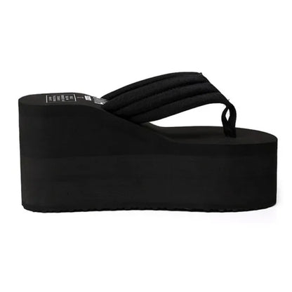 Back Heel: 3.15 Inch, Front Heel: 1.97 Inch.Women Flip Flops Comfortable Summer Casual Flip Flops Women Slippers Beach Style Non-slip Thick Bottom Wedges Shoes, Women Shoes