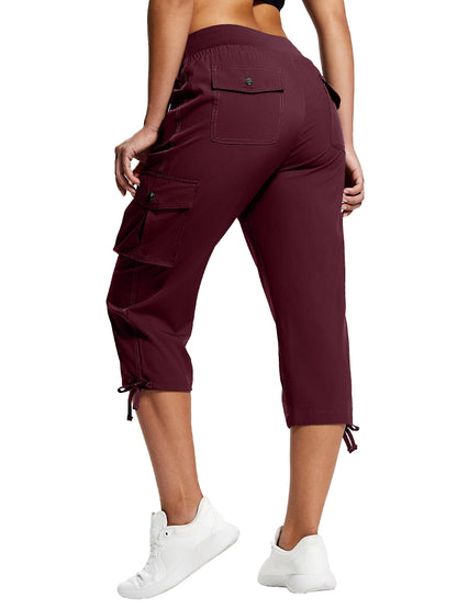 18" Women's Hiking Capris with Pockets Quick Dry Travel Lightweight Cargo Capri Pants Casual Capris for Women