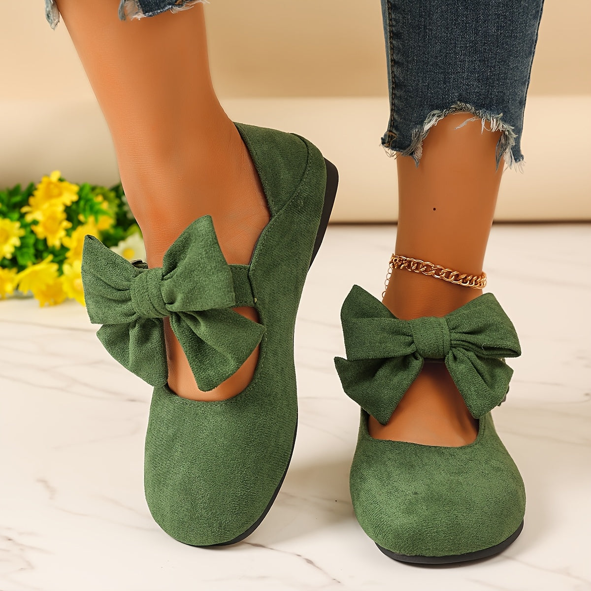 Old Beijing Cloth Shoes Mother'S Shoes New Genuine Metal Buckle Bow Single Shoes Black Work Shoes Soft Sole Comfortable Work Shopping Shoes, Women Shoes