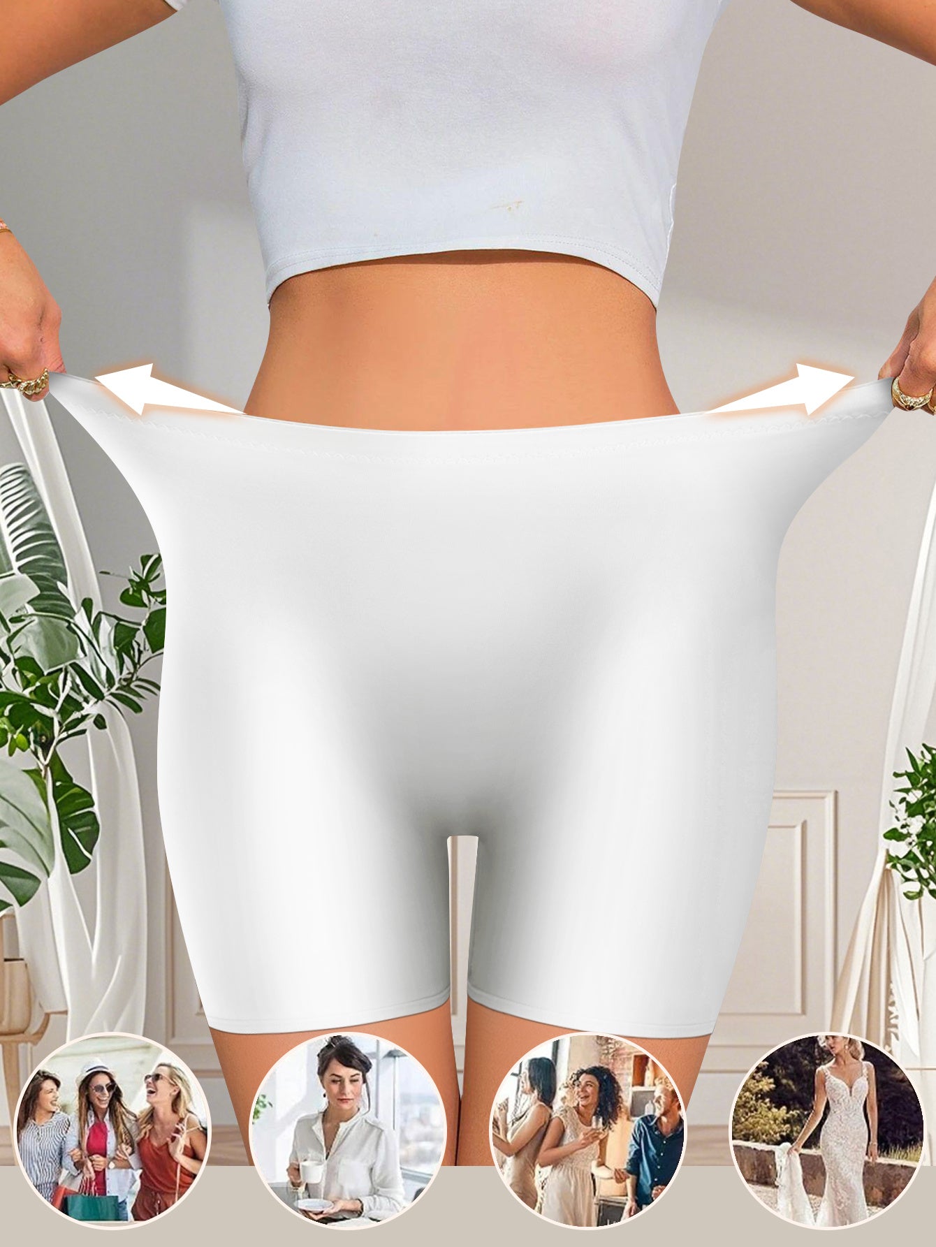 5 Pack Women'S High Waisted Boyshorts Glossy Satin Fabric Tummy Control Butt Lifting Anti Chafe No Roll Breathable 4-Way Stretch Slip Shorts for Under Dresses Seamless Everyday Wear Underwear Sizes S-XXL
