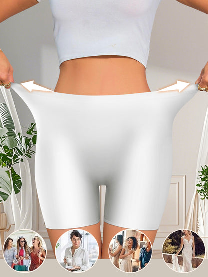 5 Pack Women'S High Waisted Boyshorts Glossy Satin Fabric Tummy Control Butt Lifting Anti Chafe No Roll Breathable 4-Way Stretch Slip Shorts for Under Dresses Seamless Everyday Wear Underwear Sizes S-XXL
