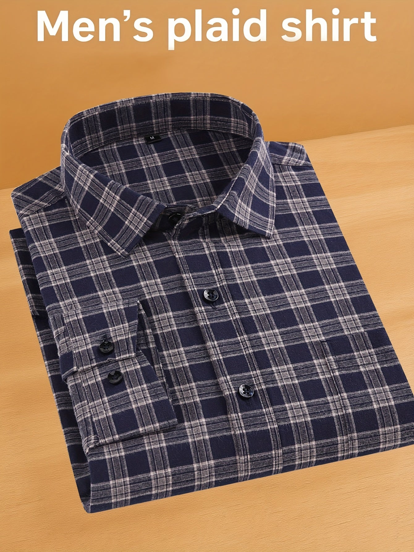 ! Men's Plaid Long Sleeve Shirt - Casual Button- with Pocket, 50% Cotton 50% Polyester, Comfortable Street Style & Commute Essential Fall Wardrobe