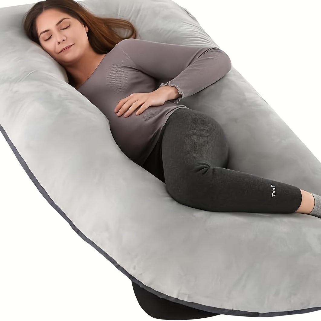 The Ultimate Comfort In Pregnancy - J-shaped Pregnancy Pillow with Multi-Functional Waist Support, 57 Inch J-Shaped Maternity Pillow for Back, Belly & Leg Support with Breathable Cover Machine Washable, Christmas Gift for Pregancy, New Year's Gift