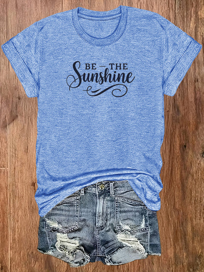 Women'S Casual Sports T-Shirt | Lightweight & Breathable European Summer Round-Neck Tee With Uplifting 'Be The Sunshine' Print - Ideal For Spring/Summer And Perfect For Various Occasions