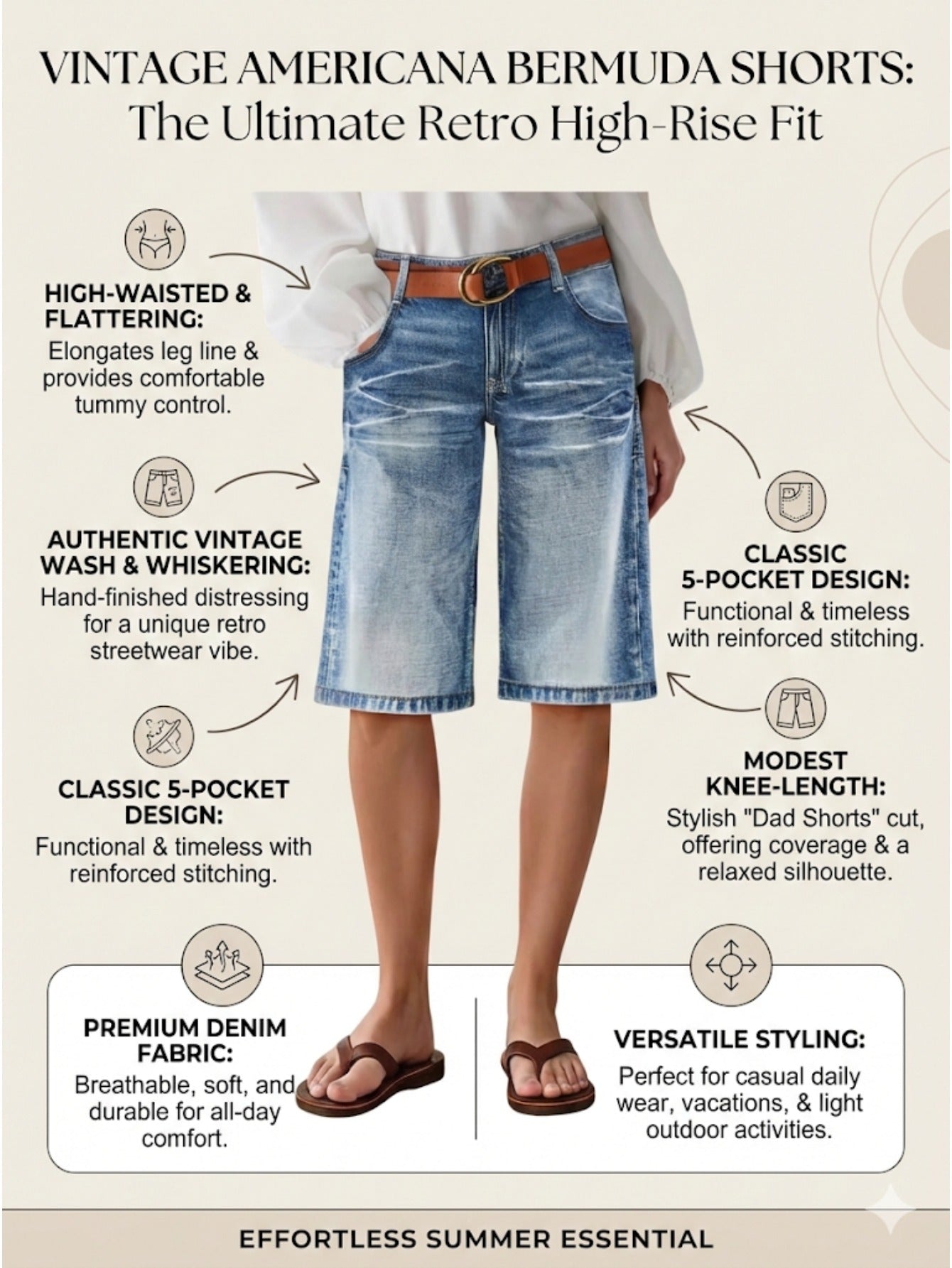 Women's Blue Denim High-Waist Denim Shorts - product view 5