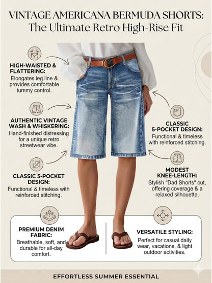 Women's Blue Denim High-Waist Denim Shorts - product view 5