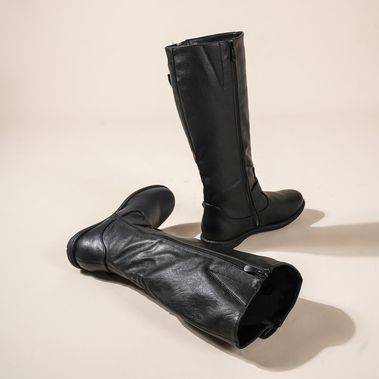 Women's Wide Calf Knee High Boots, Fashion Faux Fur-Lined Pointed Toe Side Zipper With Buckle Winter Boots Suitable for party, dance, shopping, walk, office. Perfect gift for friends, wife, sister, daughter.