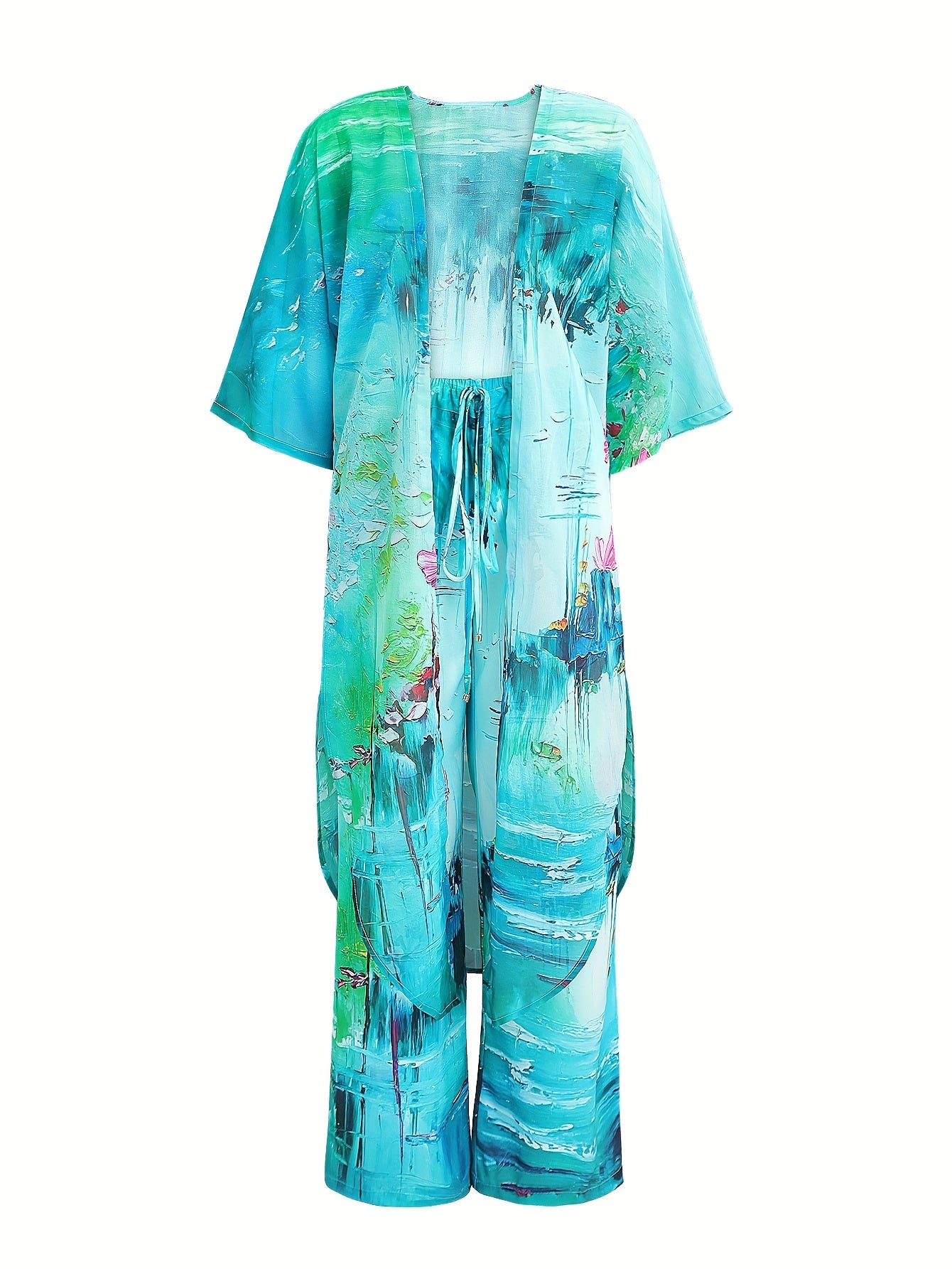 Women's casual sportswear shirt two-piece set, holiday printed casual set