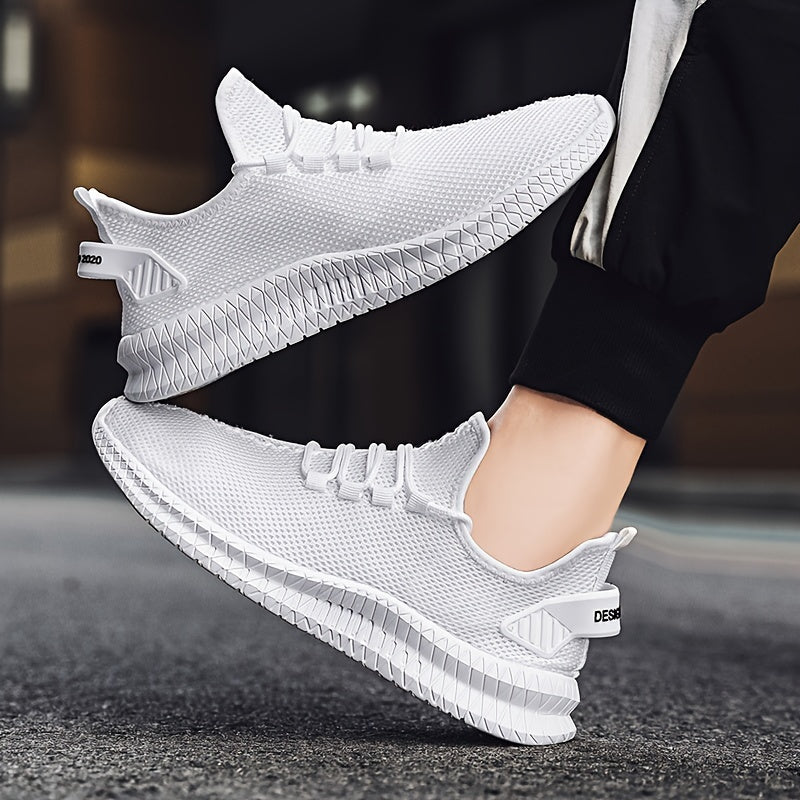Men's Lightweight Low Top Sports Shoes - Solid Color, Rubber Sole, Fabric Upper & Insole | Breathable & Comfortable | Versatile Casual Design