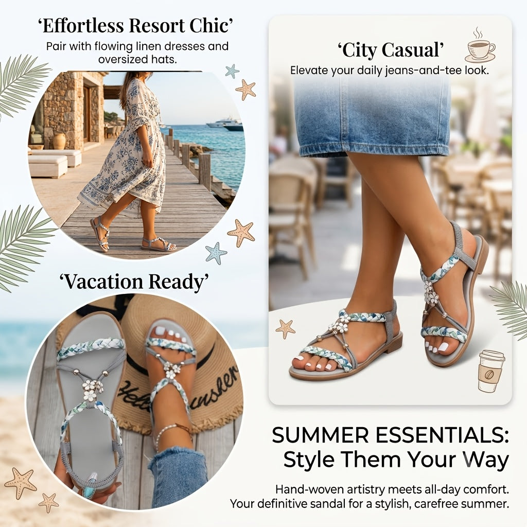 Charming Floral Decoration Sandals for Holiday Fashion&daily Versatility (ideal Choice for Busy Women!), Women Shoes