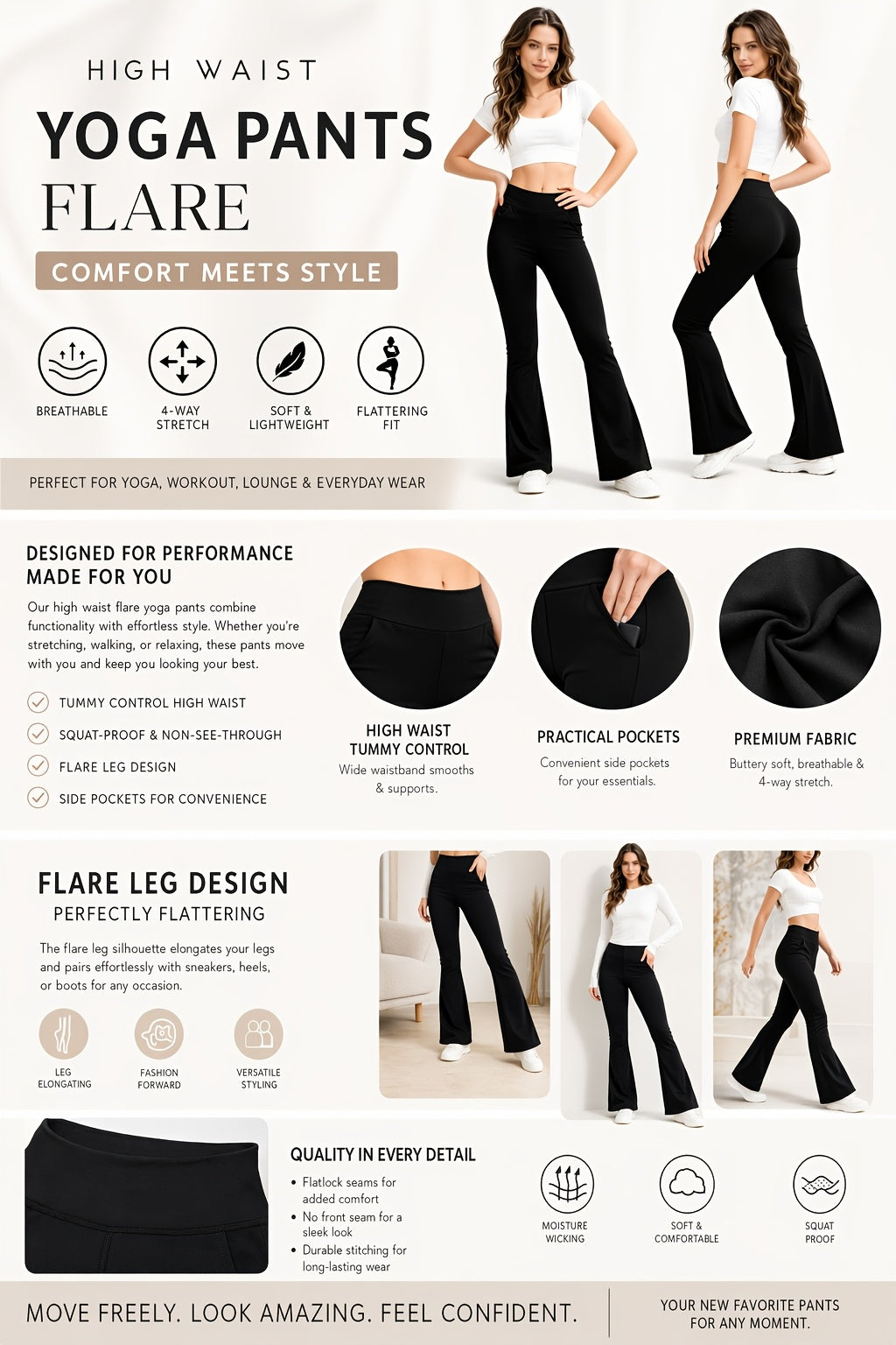 Four-piece Set Of Women'S Fashionable Spring Front-slit Bell-bottom Pants, High-waisted Casual Home Pants For Summer, Flattering The Figure, Women'S Christmas Outfit