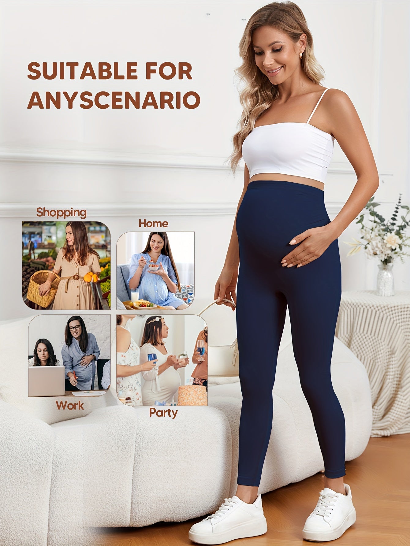 High-Waisted Leggings for Women Designed to Control The Tummy, Made of 90% Polyamide And 10% Elastane, Featuring a Solid Color And Stretchy Fit, Suitable for Yoga, Crafted from All-Season Knit Fabric, Without a Zipper, Providing Belly Support