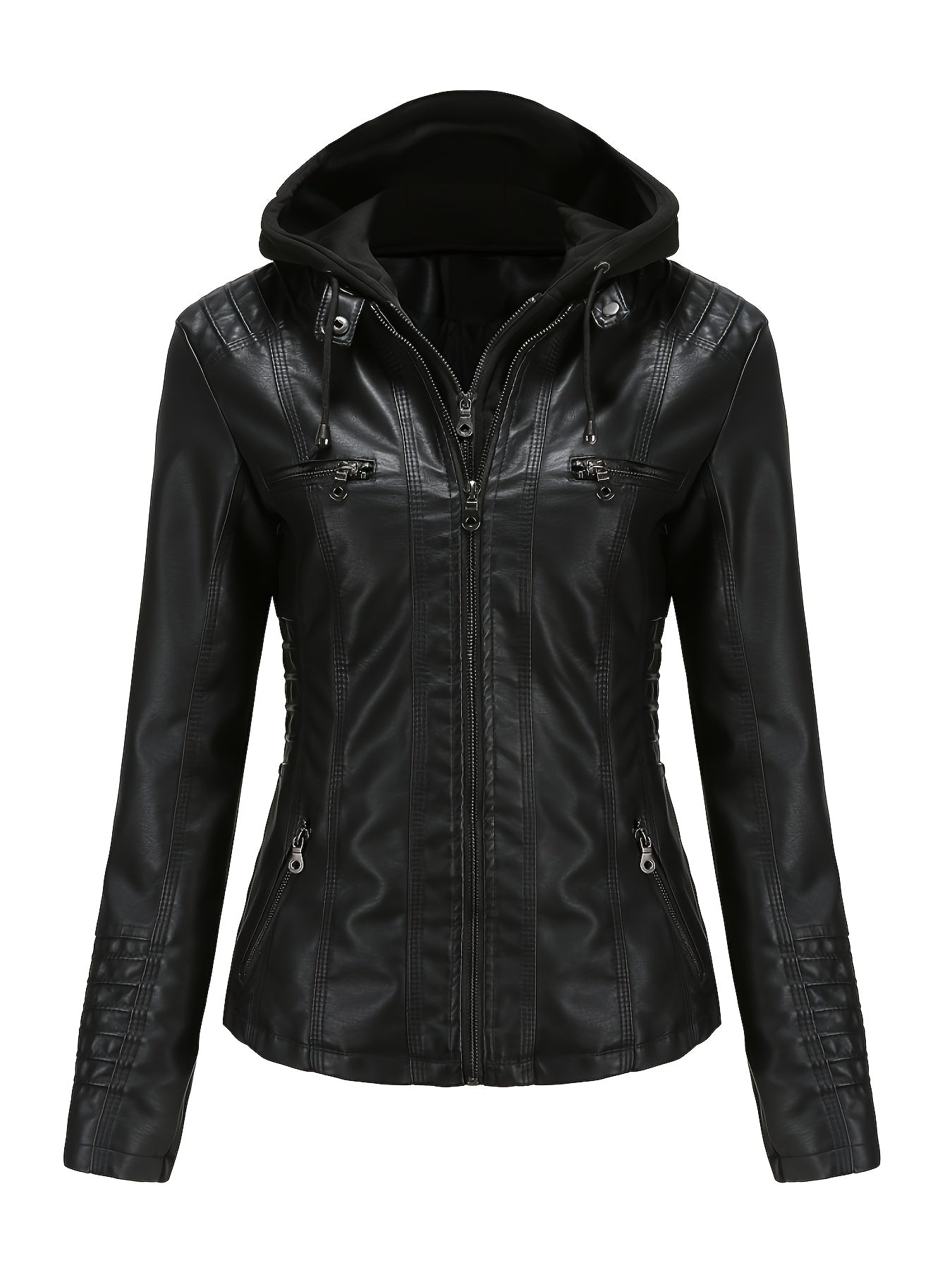 Women'S Jacket Motorcycle Jacket for Riders with Removable Hood