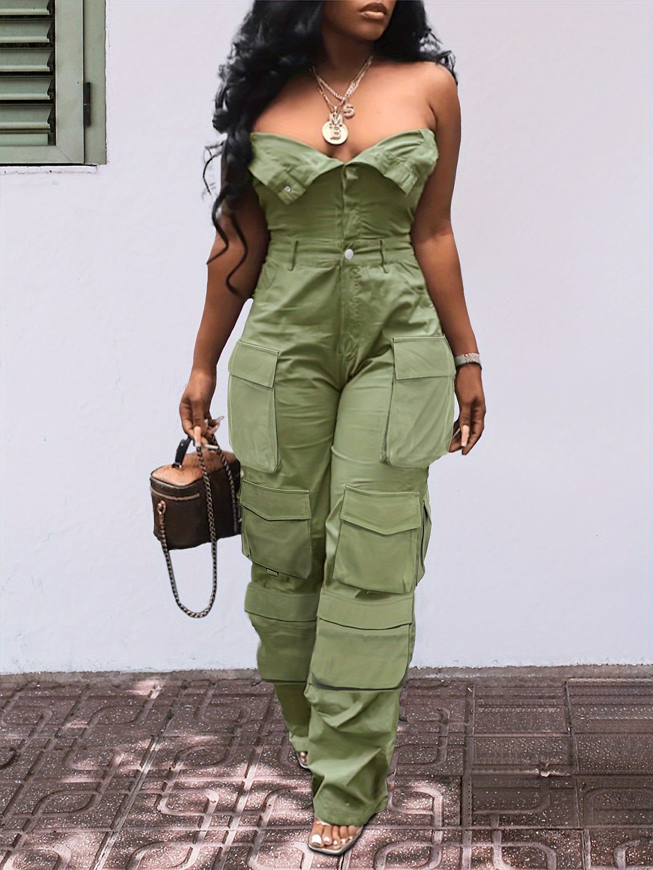 Ladies Tube Top One-piece Suit Pants, Women'S Strapless One-piece Suit With Pants, Summer And Spring Casual Sexy Women'S Dress Pants, Women'S Clothing Set