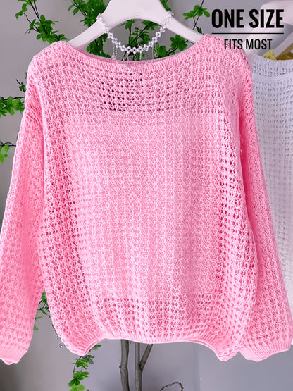 2026 Women'S Hollow Out Sweater Cardigan Long Sleeve Open Front Crochet Cover Up Lightweight Casual Layering Outerwear Soft Top For Spring Fall Winter Resort Wear