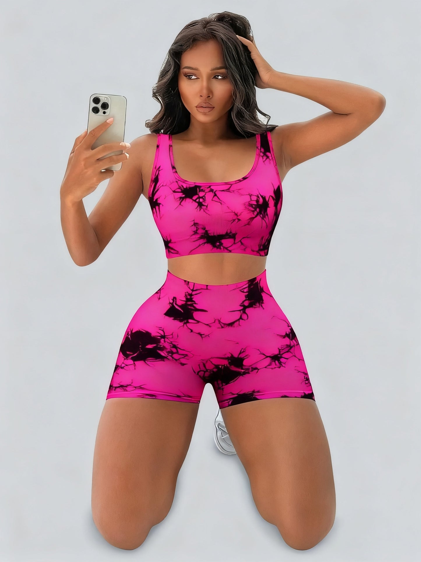 Women'S Sports Tie-Dye Seamless Underwear and Shorts Suit