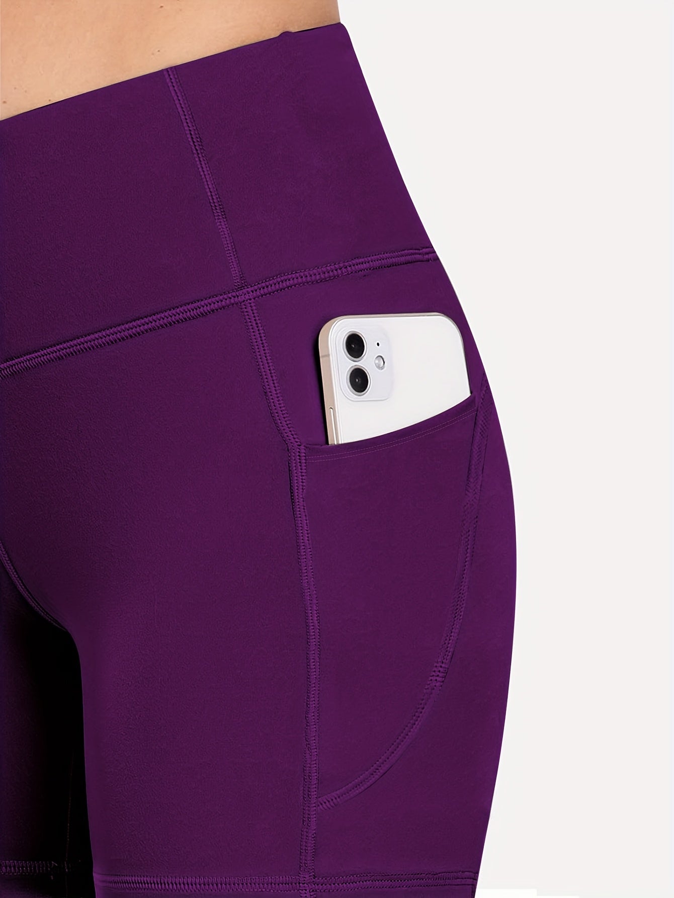 6-pack Plus Size Women'S Sports Shorts High Waist Hip Lifting Yoga Shorts With Pocket Three-quarter Pants Gym Running Exercise Fitness Shorts