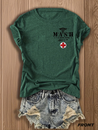 MASH U.S. Army Mobile Hospital Vintage Graphic Tee for Enthusiasts -  Style Double-Sided Print -blend T-shirt with Double-sided Print