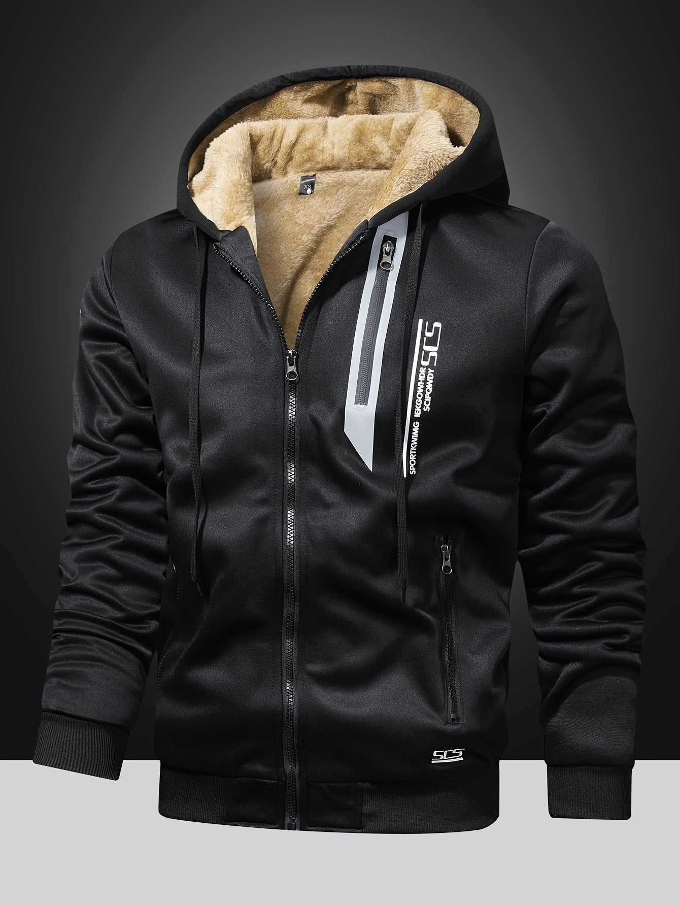 Men's Winter -Lined Thick Warm Hoodie Jacket, Athletic Zip-Up Sweatshirt with Pockets