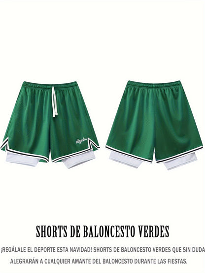 1pc Of Sports Basketball Shorts, Loose And Comfortable, Sweat Wicking And Breathable, Outdoor Running Lined with Stretch Cloth Quick-drying Training Pants