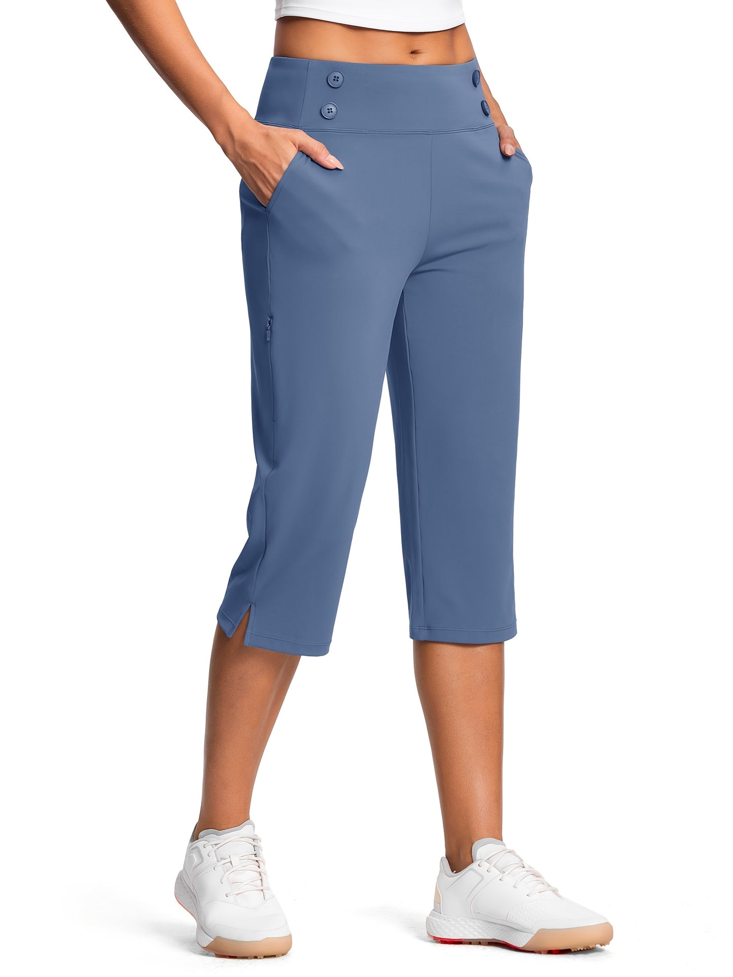 18" Dressy Capri Pants for Women High Waist Stretch Women'S Capris Pants for Summer with Pockets Work Casual