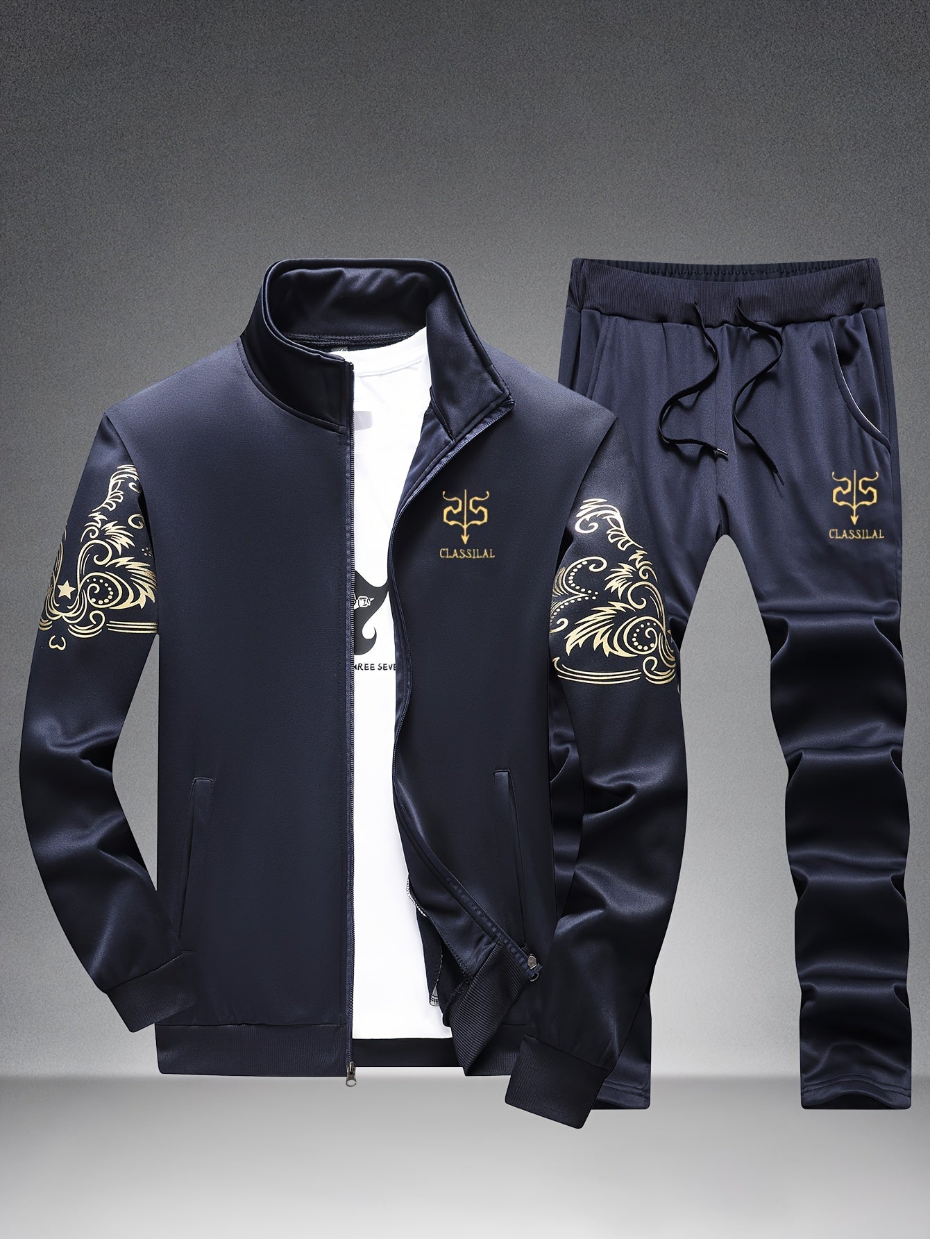 Spring And Autumn Style Men'S Zipper Open Cardigan Sports Suit