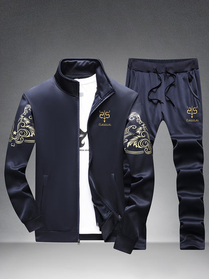 Spring And Autumn Style Men'S Zipper Open Cardigan Sports Suit