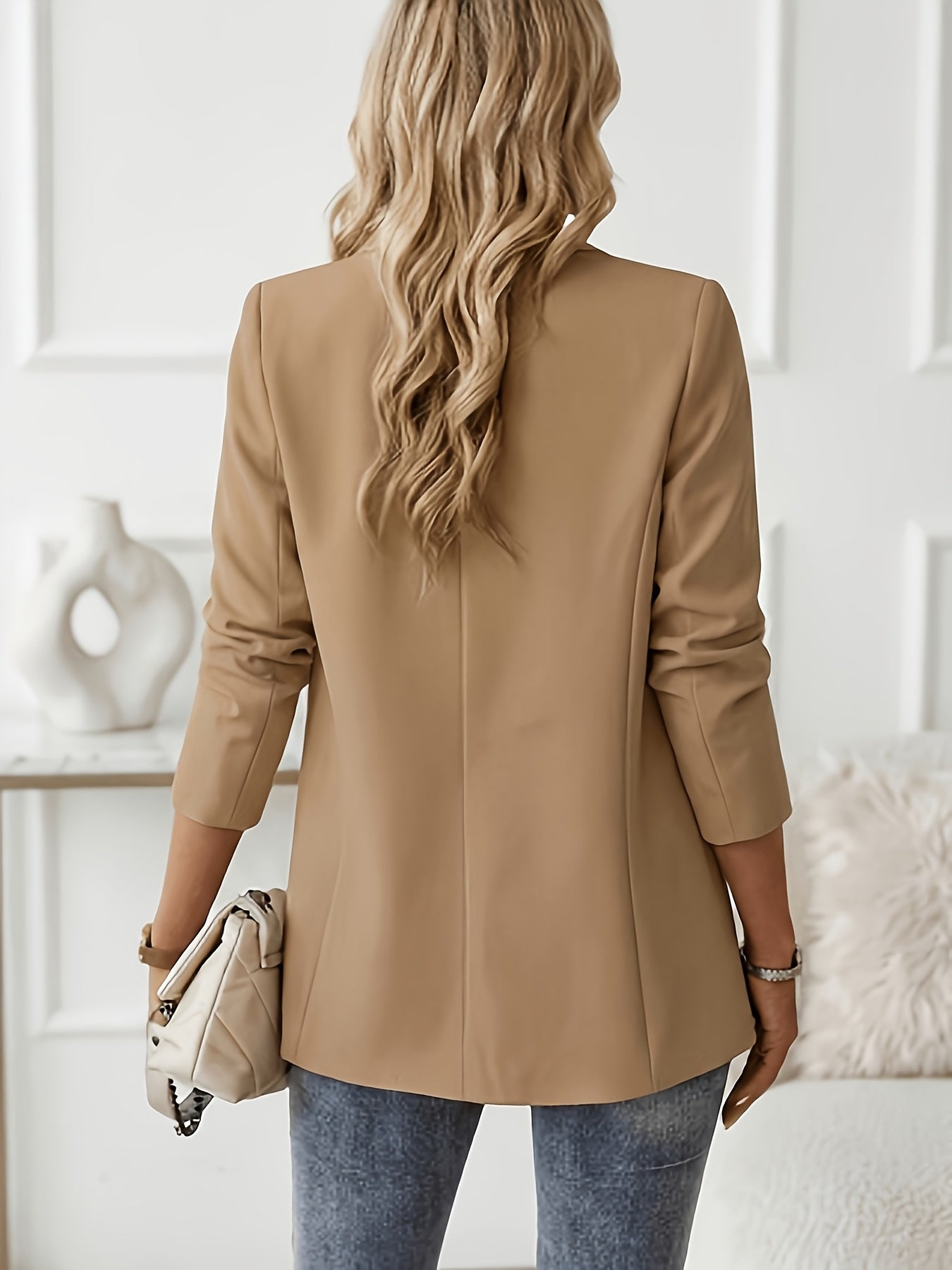 Spring And Autumn Long-Sleeved Solid Color Elegant Lapel Small Suit Jacket for Women, Suitable for Office