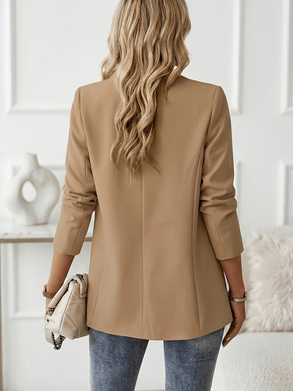 Spring And Autumn Long-Sleeved Solid Color Elegant Lapel Small Suit Jacket for Women, Suitable for Office