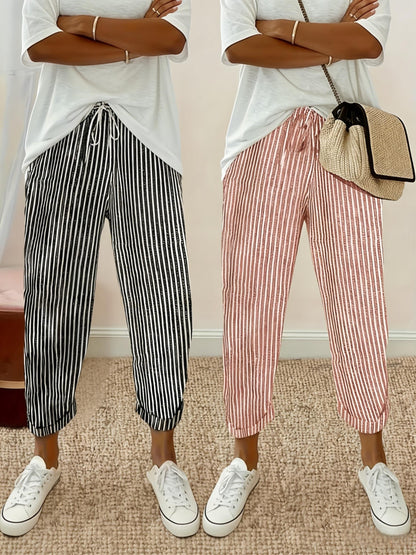 Two-Pack - Color Striped Casual Nine-Pants