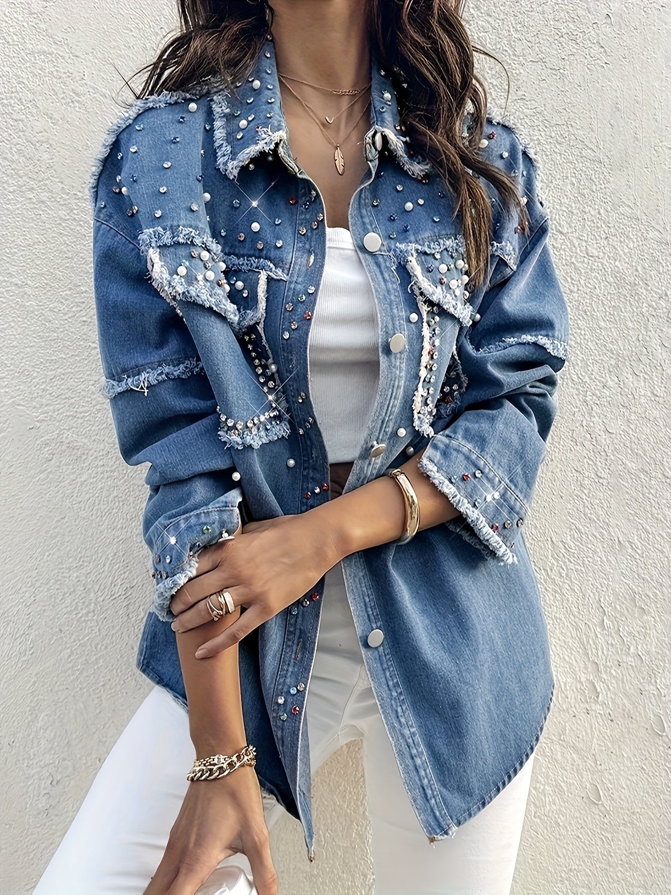 Women's Medium Blue Denim Denim Jacket - product view 6