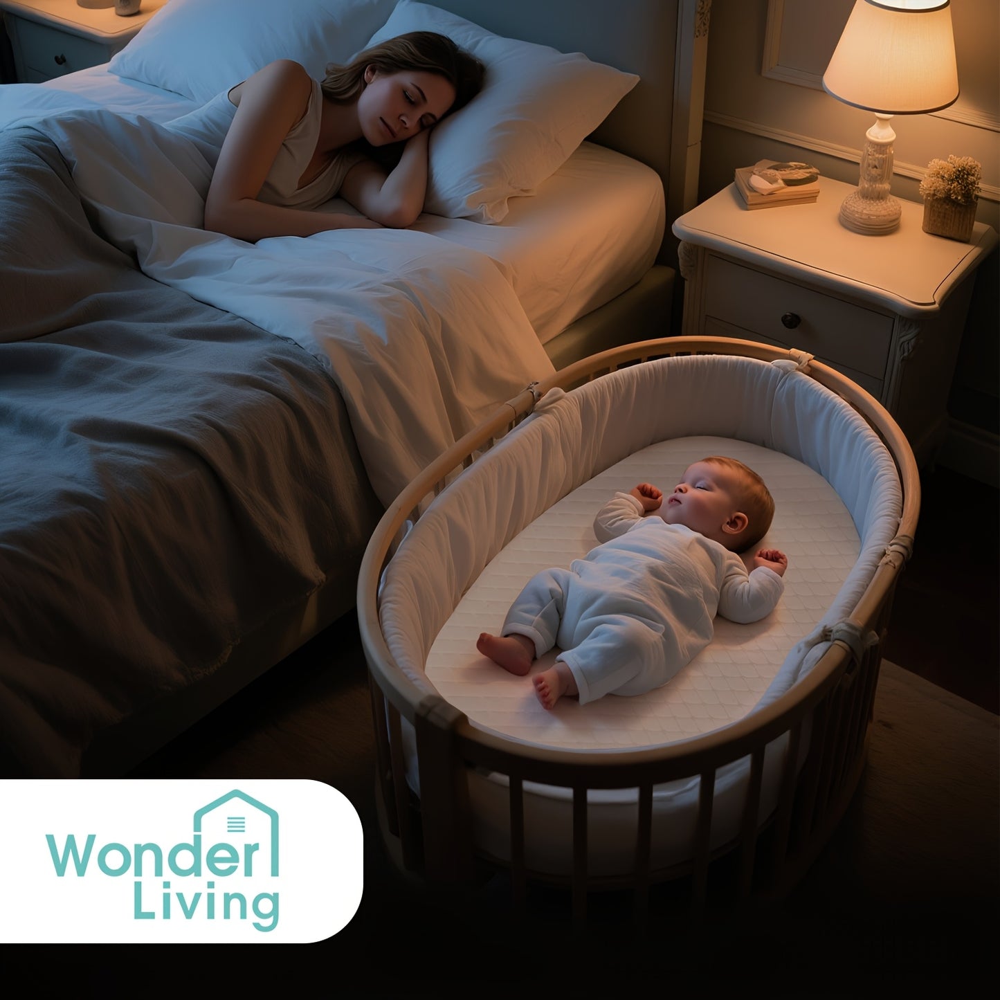 Oval-Shaped Baby Bassinet Mattress Made of Breathable, Premium Foam That Is Hypoallergenic And Non-Toxic, Featuring a Removable Waterproof Cover