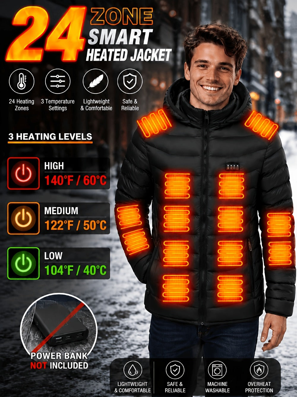 Unisex Heated Pullover Jacket Everyday 861