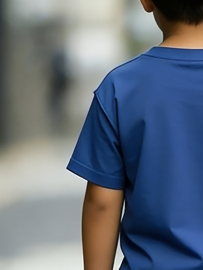3-10Y Boys & Girls Children's Outfit Set: Trendy Letter T-Shirt + Colorful Breathable Shorts, Perfect for Outdoor