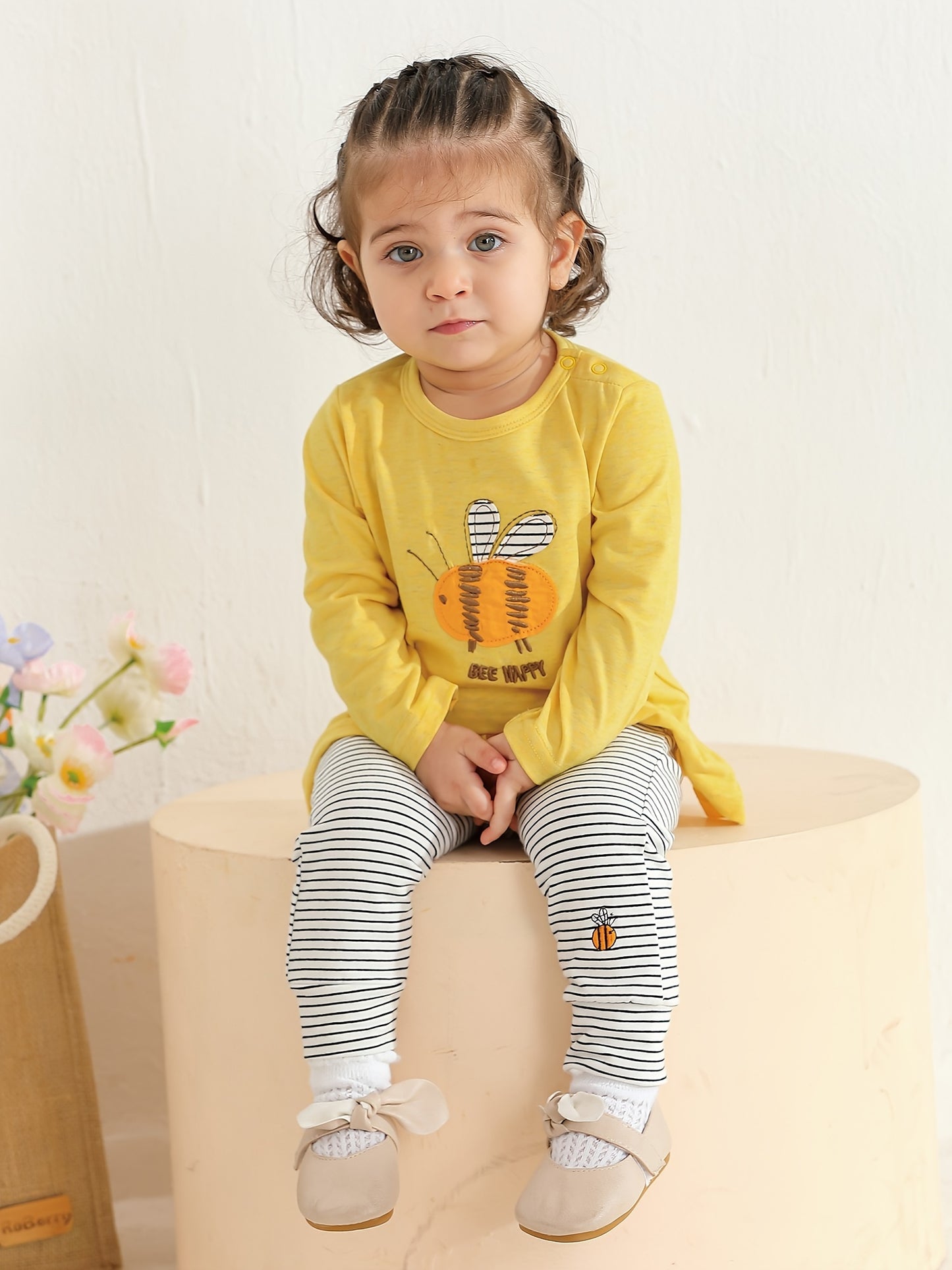 Kukitty Baby Girl Clothes Toddler Infant 2pcs Long Sleeve Cartoon Pattern Tops Pants Outfits Set, for Outdoor