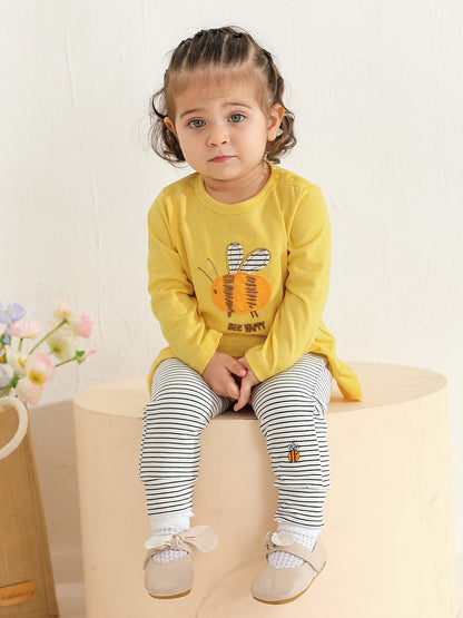 Kukitty Baby Girl Clothes Toddler Infant 2pcs Long Sleeve Cartoon Pattern Tops Pants Outfits Set, for Outdoor