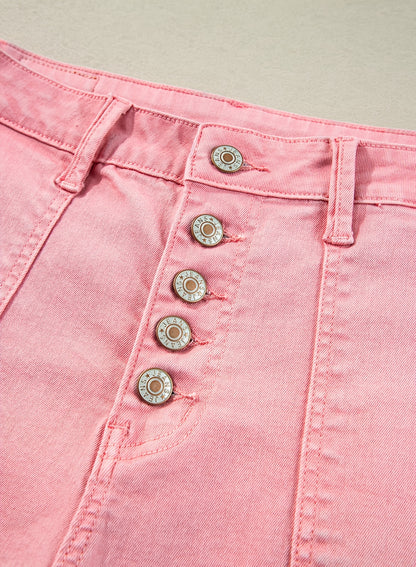 Women's White Denim High-Waist Slim-Fit Shorts - product view 7